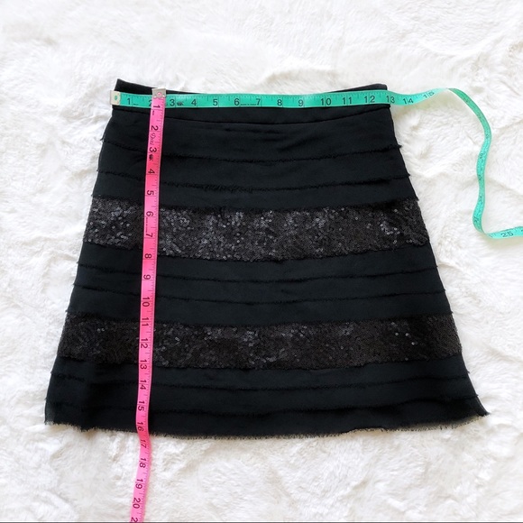 BCBGeneration Sequin Tiered Layered Black Skirt 0 - Picture 6 of 8